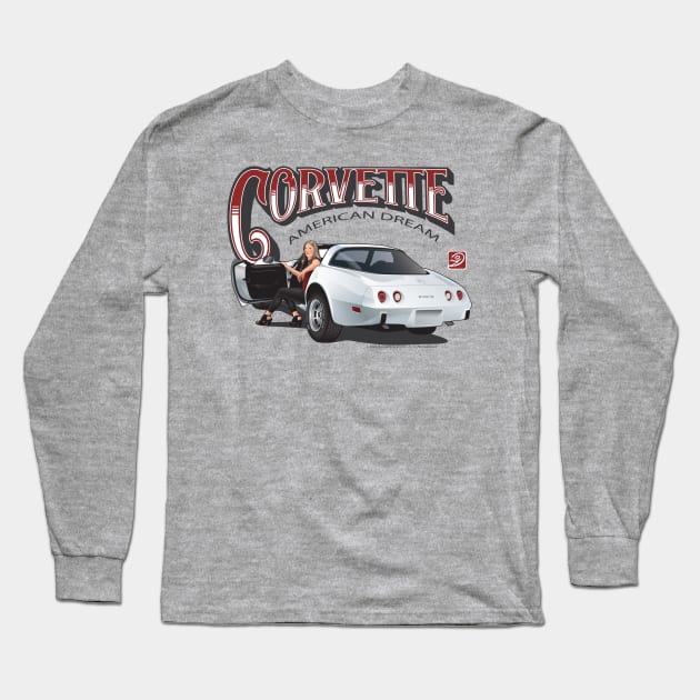 White Corvette Long Sleeve T-Shirt by D.H. Kafton Studio